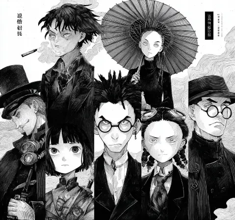 日常题材漫画封面，角色在教室与街道的场景